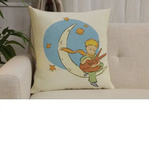 The Little Prince with a Fox on the Moon