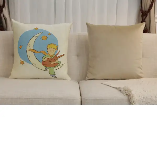 The Little Prince with a Fox on the Moon