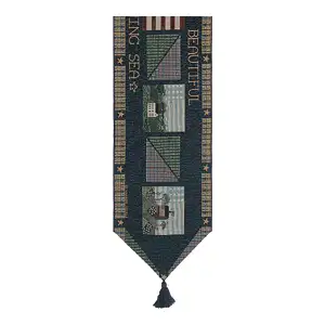 America The Beautiful I Jacquard Woven Table Runner 72x12 Inch Americana Dining Decor