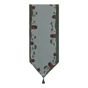 French Farmland I Jacquard Woven Table Runner 70x13 Inch Country Farmhouse Dining Decor