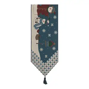 Country Snowman Jacquard Woven Table Runner 72x13 Inch Christmas Holiday Dining Decor