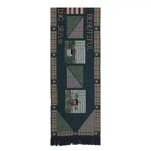 America The Beautiful III Jacquard Woven Table Runner 74x13 Inch Americana Dining Decor