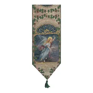 Angel of Wishes Jacquard Woven Table Runner 72x13 Inch Christmas Holiday Dining Decor