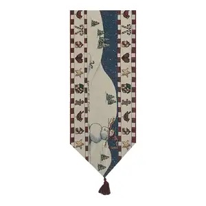Peppermint Hill Jacquard Woven Table Runner 70x13 Inch Christmas Holiday Dining Decor