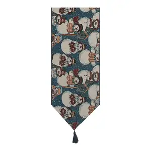 Snowmen Snowings Jacquard Woven Table Runner 72x13 Inch Winter Christmas Dining Decor
