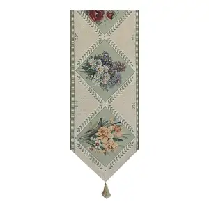 Spring Floral Collage Jacquard Woven Table Runner 72x13 Inch Botanical Dining Table Decor
