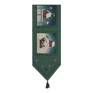 Christmas Collage I Jacquard Woven Table Runner 72x13 Inch Holiday Dining Table Decor