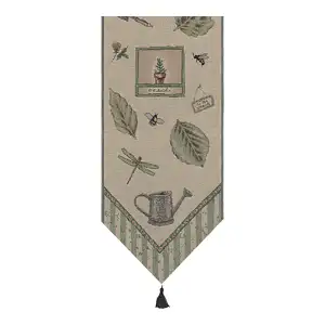 Garden Elements Black Tassel Jacquard Woven Table Runner 72x13 Inch Botanical Dining Decor