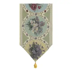Floral Collage I Jacquard Woven Table Runner 48x13 Inch Botanical Floral Dining Decor