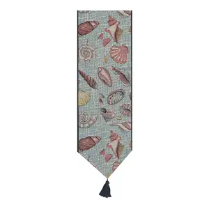 Seashells I Decorative Bell Pull 41 x 6 in Coastal Nautical Seashell Jacquard Woven Beach House Decor