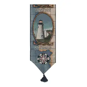 Lighthouses of the East Arago Decorative Bell Pull 41 x 6 in Coastal Nautical Jacquard Woven Maritime Decor