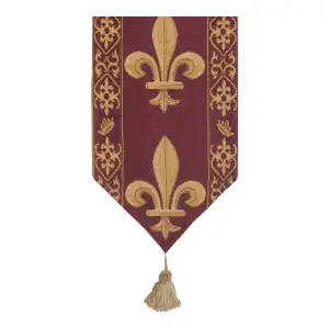 Fleur de Lys Red III Belgian Jacquard Woven Table Runner 48x12 Inch European Decor