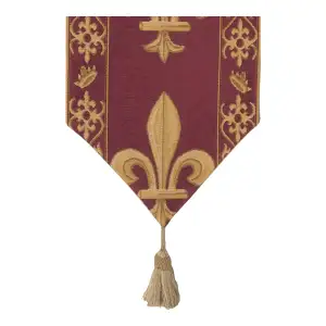 Fleur de Lys Red VI Belgian Jacquard Woven Table Runner 38x12 Inch European Decor
