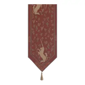 Licorne II Large French Jacquard Woven Table Runner 70x14 Inch Medieval Unicorn Decor