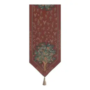 Orange Tree II Large French Jacquard Woven Table Runner 70x14 Inch Botanical Dining Decor