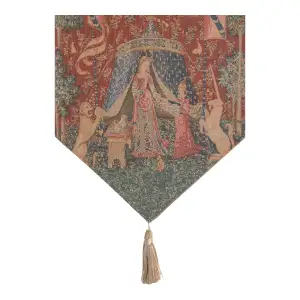 A Mon Seul Desir Small French Jacquard Woven Table Runner 35x14 Inch Medieval Decor