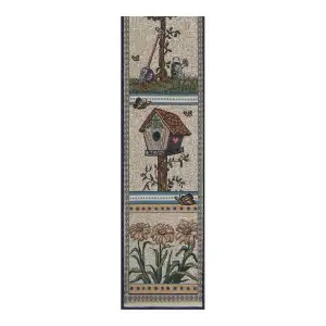Garden Quilt Beige Decorative Bell Pull 41 x 8 in Floral Country Jacquard Woven Traditional Cottage Home Decor