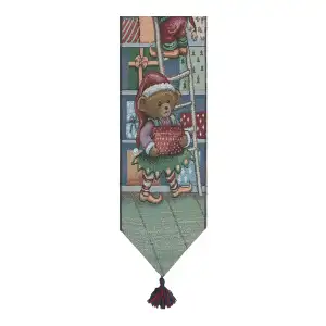 Bear Elf Workshop Decorative Bell Pull 41 x 6 in Christmas Bear Holiday Jacquard Woven Festive Home Decor