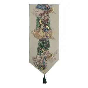 Six Angels Jacquard Woven Table Runner 72x13 Inch Angelic Traditional Dining Table Decor