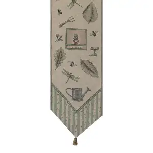Garden Elements Green Tassel Jacquard Woven Table Runner 72x13 Inch Botanical Decor