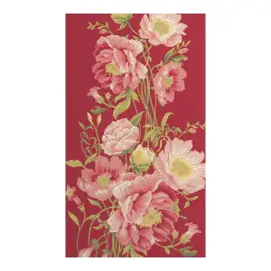 Peonies Pink French Jacquard Woven Table Runner 71x19 Inch Floral Botanical Dining Decor