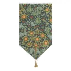 Orange Tree Arabesque Blue French Jacquard Woven Table Runner 71x19 Inch Botanical Decor