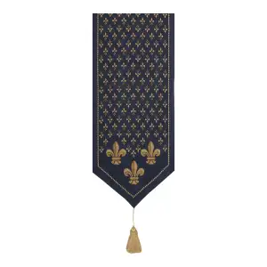 Chemin Bleu French Jacquard Woven Table Runner 62x14 Inch Traditional European Dining Decor