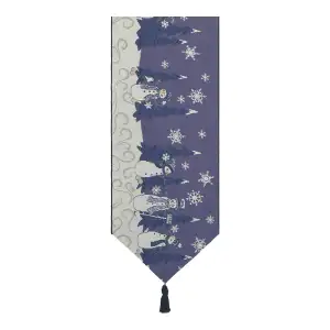 Crystal Snowman Chenille Woven Table Runner 70x13 Inch Christmas Winter Dining Decor