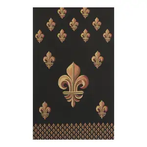 Royal Fleur de Lys Black French Jacquard Woven Table Runner 68x18 Inch European Decor