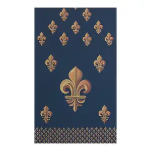 Royal Fleur de Lys Blue French Jacquard Woven Table Runner 68x18 Inch European Decor