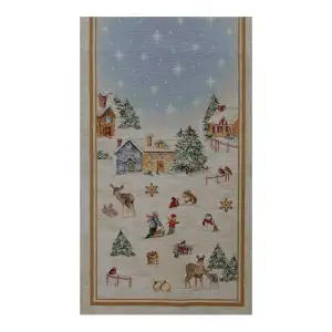 Snowy Jacquard Woven Tapestry Table Runner 53x17 Inch Winter Holiday Dining Decor