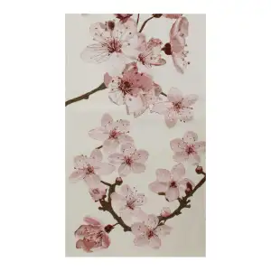 Cherry Blossom White French Jacquard Woven Table Runner 70x19 Inch Botanical Dining Decor
