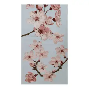 Cherry Blossom Blue French Jacquard Woven Table Runner 70x19 Inch Botanical Dining Decor