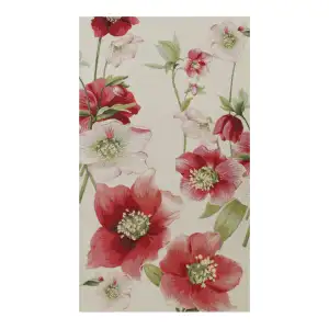 Hellebores White French Jacquard Woven Table Runner 70x19 Inch Floral Botanical Decor