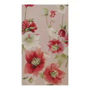 Hellebores Pink French Jacquard Woven Table Runner 70x19 Inch Floral Botanical Decor