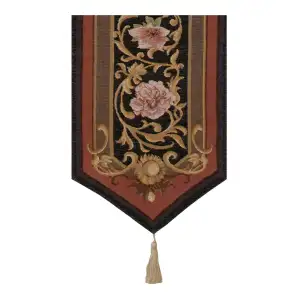 Josephine Dark Large French Jacquard Woven Table Runner 70x14 Inch Floral Dining Decor