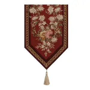 Aubusson Red Small French Jacquard Woven Table Runner 33x14 Inch Traditional European Decor