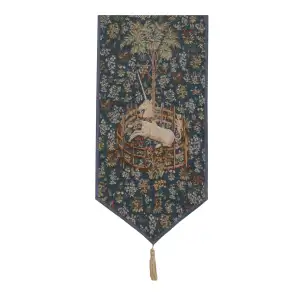 Licorne Captive Bleu Large French Jacquard Woven Table Runner 70x14 Inch Unicorn Decor