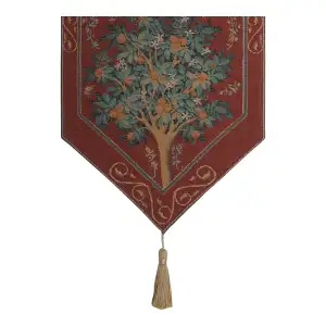 Orange Tree II French Jacquard Woven Table Runner 35x14 Inch Botanical Dining Decor
