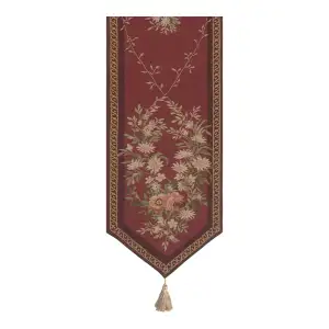 Aubusson Red French Jacquard Woven Table Runner 71x14 Inch Elegant European Dining Decor