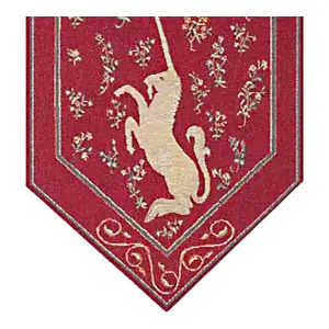 Licorne II Medieval French Jacquard Table Runner 34x14 Inch Unicorn Tapestry Dining Decor