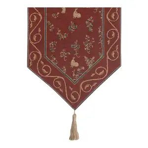Medieval Rabbit II French Jacquard Table Runner 34x14 Inch Traditional European Dining Decor