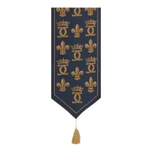 Chenonceau Bleu French Jacquard Woven Table Runner 62x14 Inch Elegant European Dining Decor
