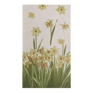 Daffodils White French Jacquard Woven Table Runner 71x19 Inch Floral Spring Dining Decor