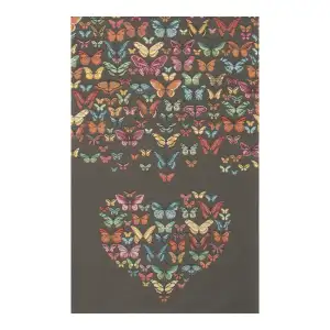 Butterflies Dark French Jacquard Woven Table Runner 71x19 Inch Nature Inspired Dining Decor