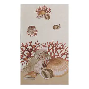 Shells Light French Jacquard Woven Table Runner 71x19 Inch Coastal Seashell Dining Decor