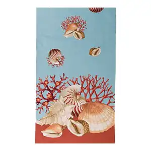 Shells Blue French Jacquard Woven Table Runner 71x19 Inch Coastal Seashell Dining Decor