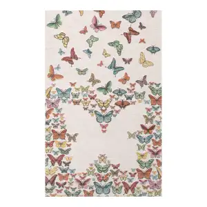Butterflies White French Jacquard Woven Table Runner 71x19 Inch Botanical Dining Decor