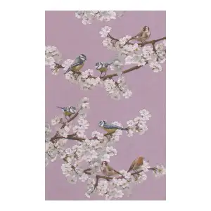 Passerines Branch Pink French Jacquard Woven Table Runner 71x19 Inch Bird Botanical Decor