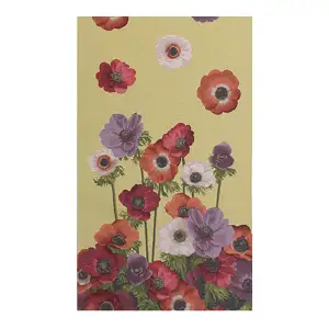 Anemones Yellow French Jacquard Woven Table Runner 71x19 Inch Floral Botanical Dining Decor